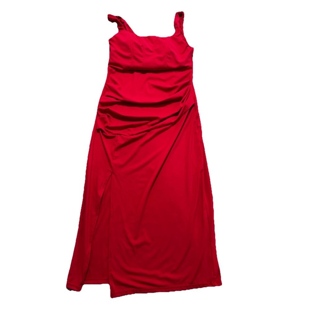 Halara SoftlyZero Airy Square Neck Corset Ruched Bodycon Midi Cool Touch Dress M
